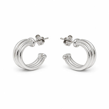 Silver Auria Ribbed Hoop Earrings product image 6