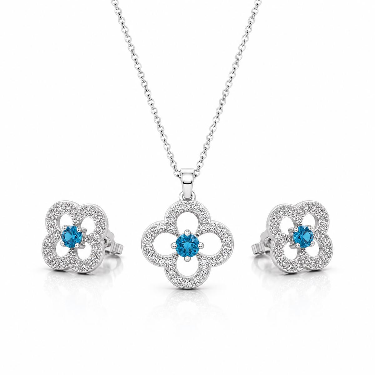 Silver Azure Clover Bloom Jewellery Set product image 1