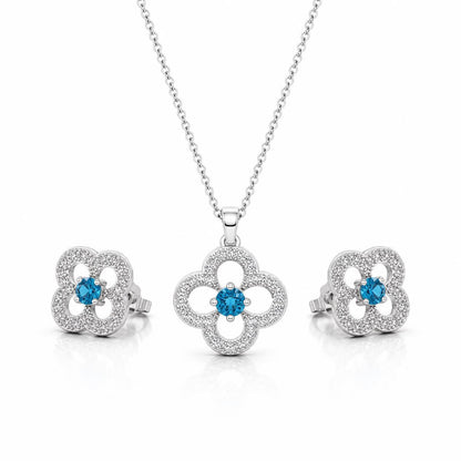 Silver Azure Clover Bloom Jewellery Set product image 1
