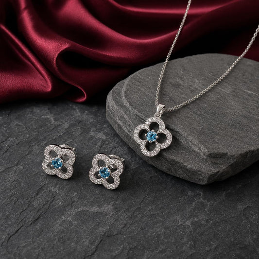 Silver Azure Clover Bloom Jewellery Set product image 2