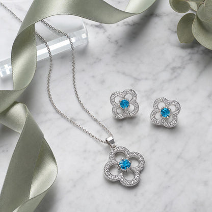 Silver Azure Clover Bloom Jewellery Set product image 3
