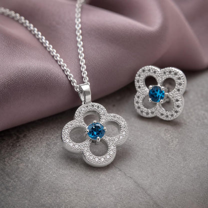 Silver Azure Clover Bloom Jewellery Set product image 4