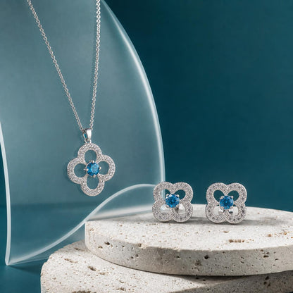 Silver Azure Clover Bloom Jewellery Set product image 5