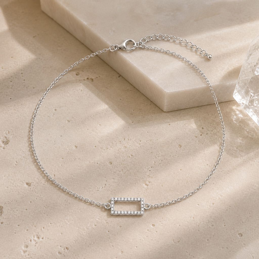 Silver Baguette Frame Anklet product image 3