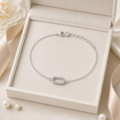 Silver Baguette Frame Anklet Ratniva jewellery packaging