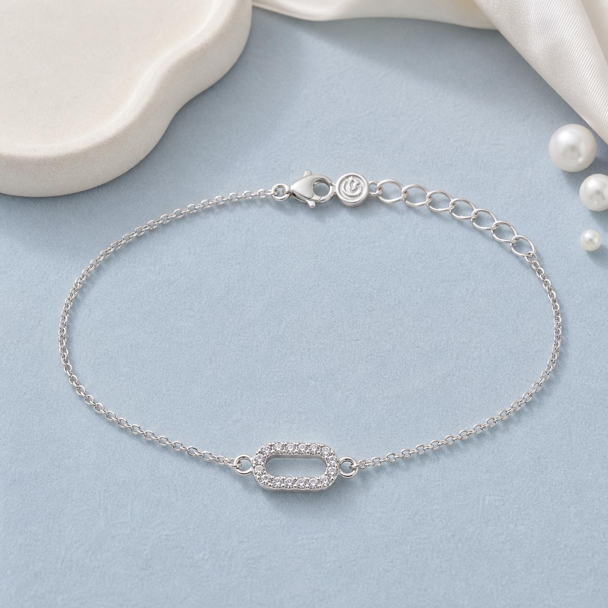 Silver Baguette Frame Anklet product image 2