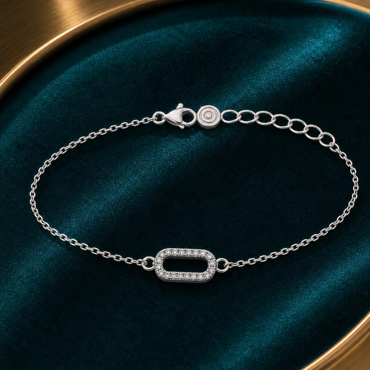 Silver Baguette Frame Anklet product image 3