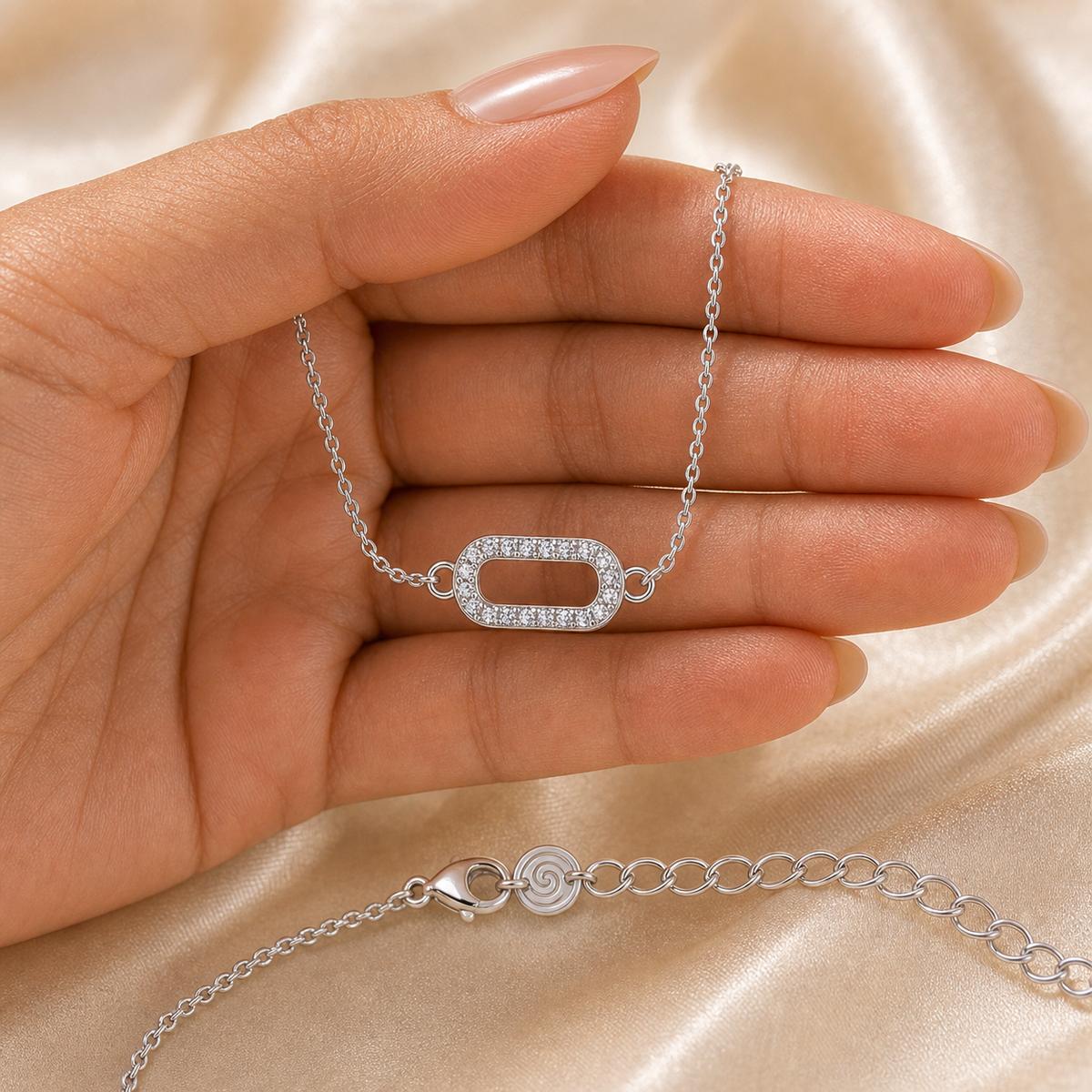 Silver Baguette Frame Anklet product image 10