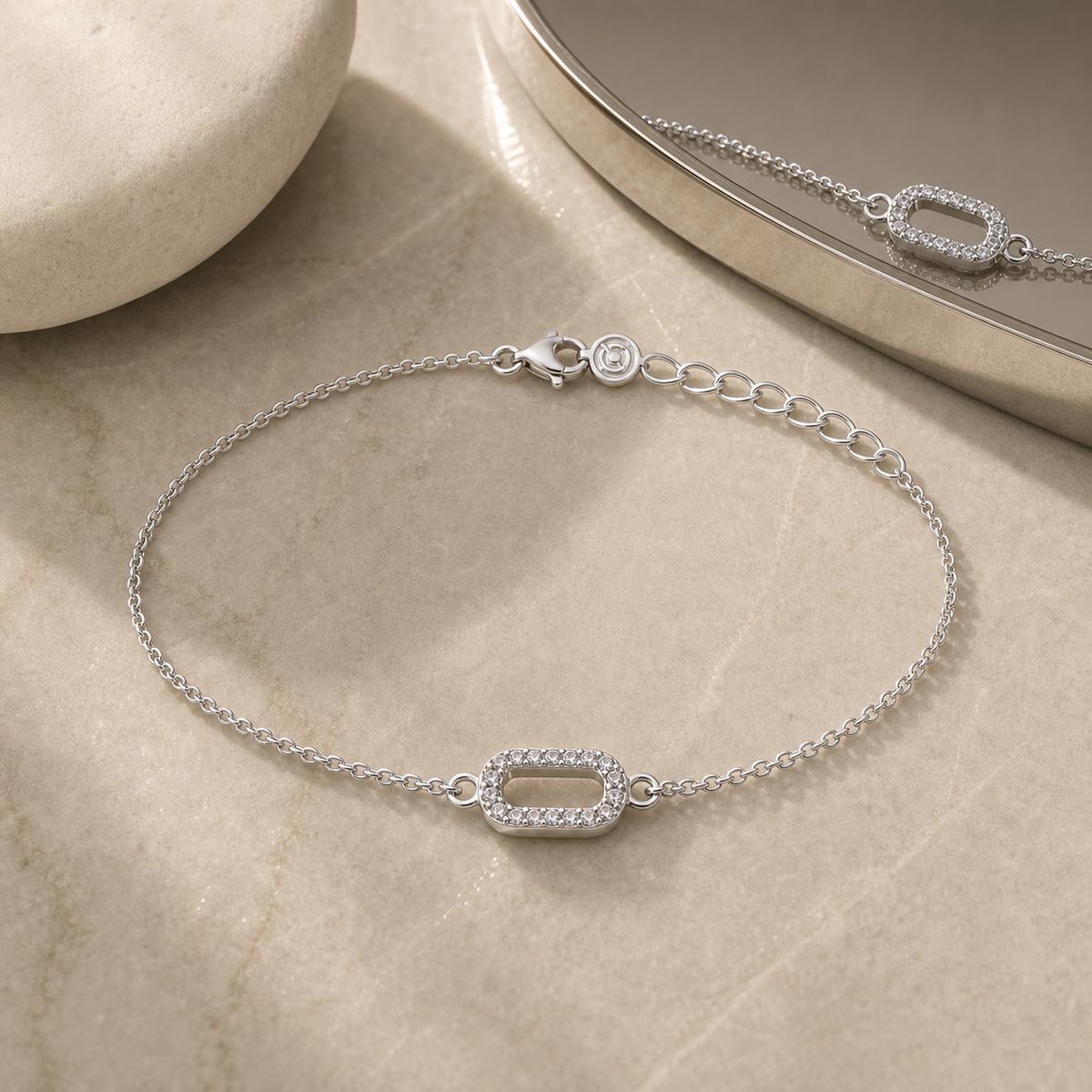 Silver Baguette Frame Anklet product image 11