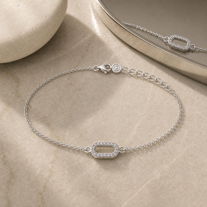 Silver Baguette Frame Anklet product image 11