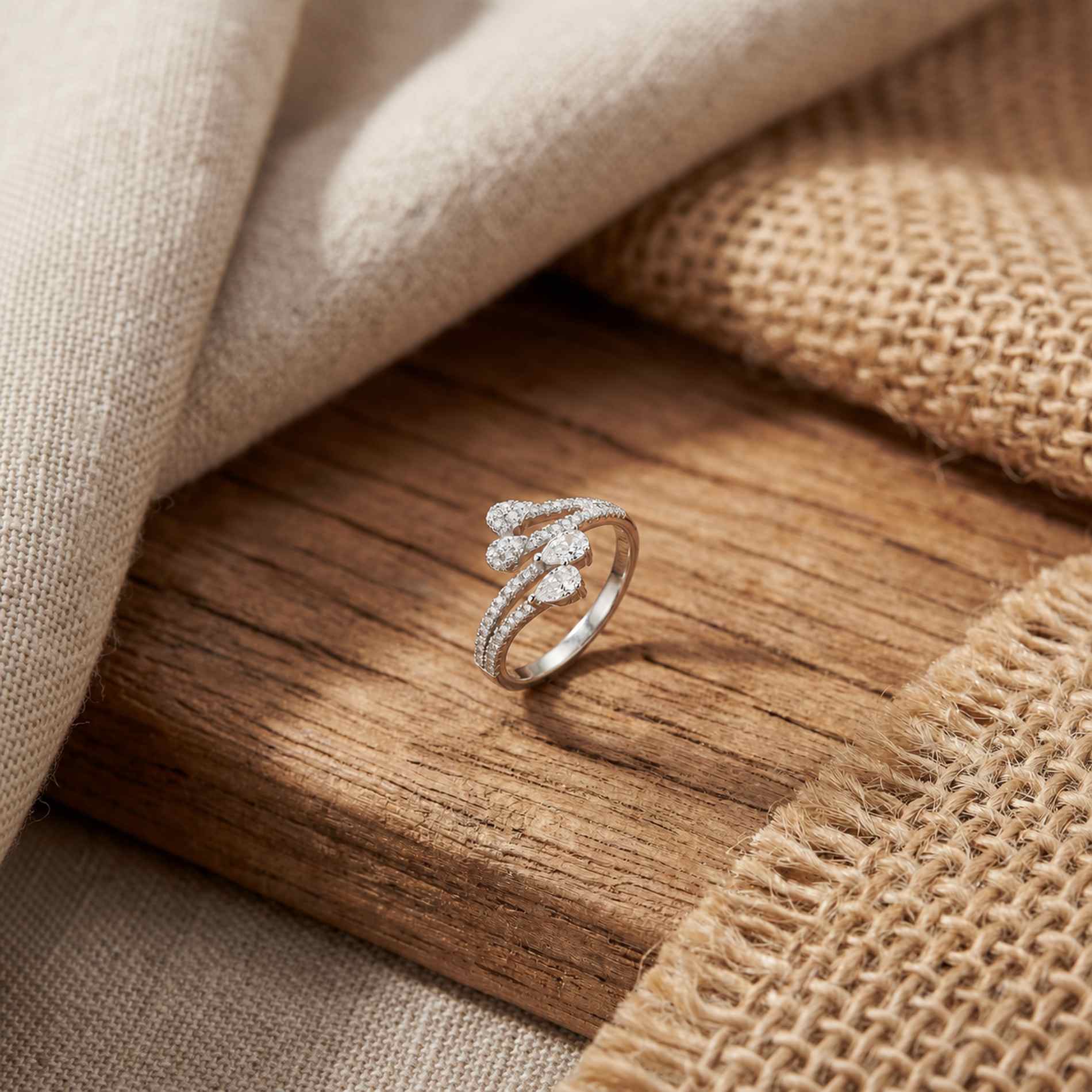 Silver Adjustable Blush Teardrop Ring product image 4