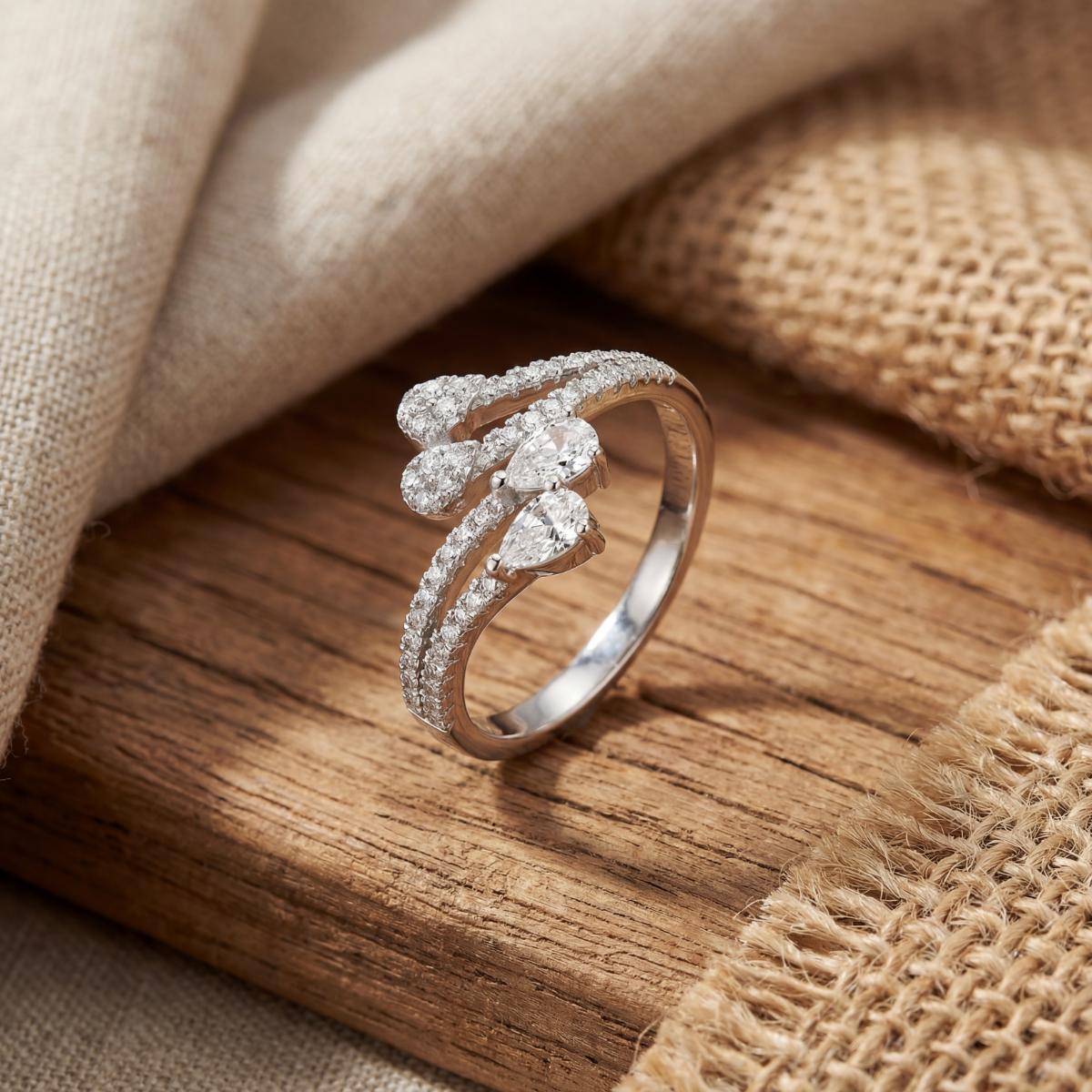 Silver Adjustable Blush Teardrop Ring product image 3