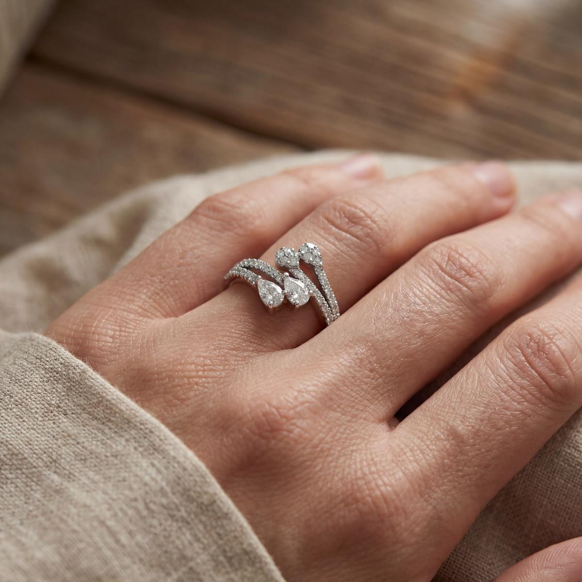 Silver Adjustable Blush Teardrop Ring product image 5