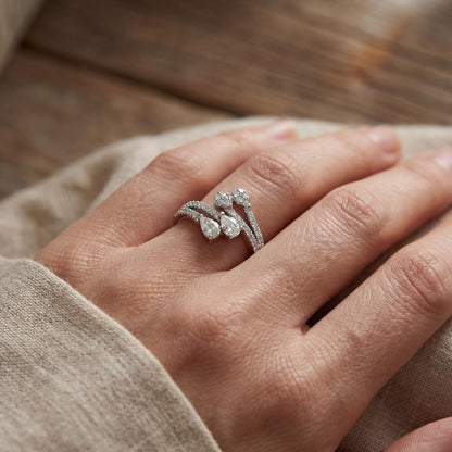 Silver Adjustable Blush Teardrop Ring product image 5