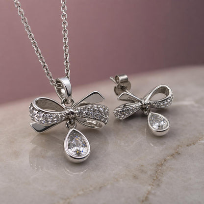 Silver Bow Drop Bloom Jewellery Set product image 4