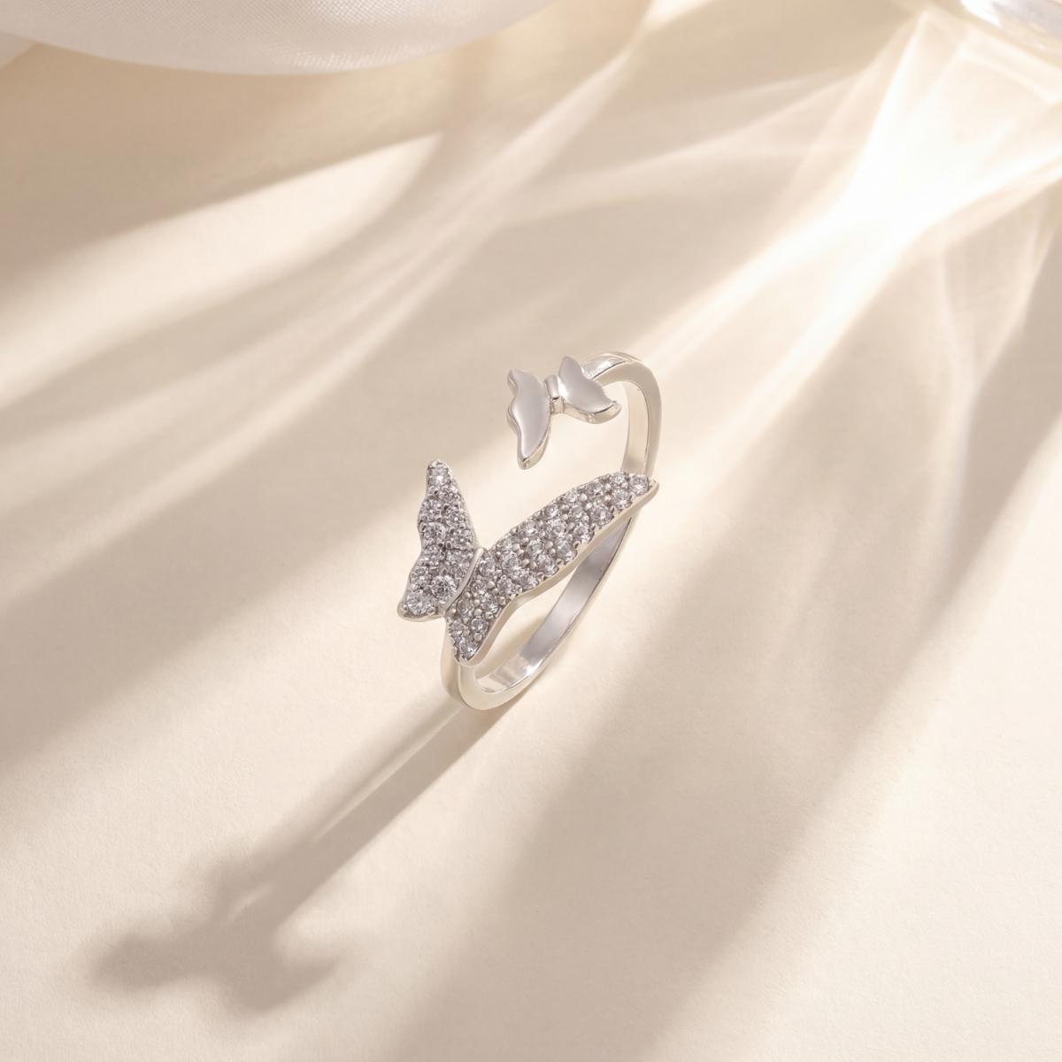 Silver Adjustable Butterfly Spark Ring product image 2