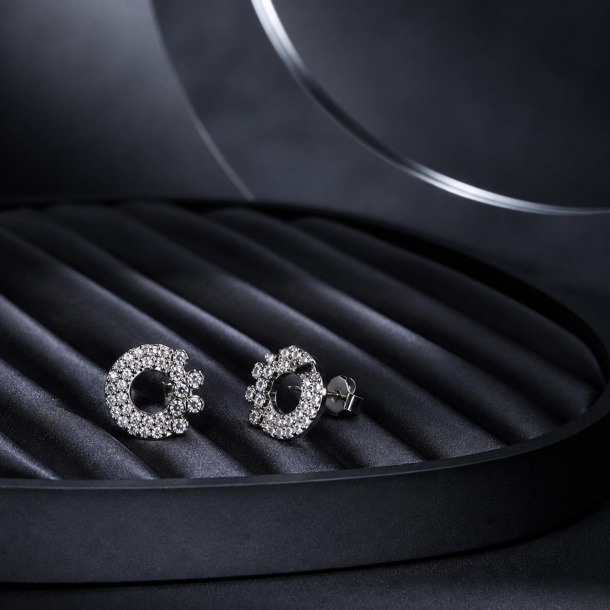 Silver Celeste Crescent Cluster Earrings product image 2