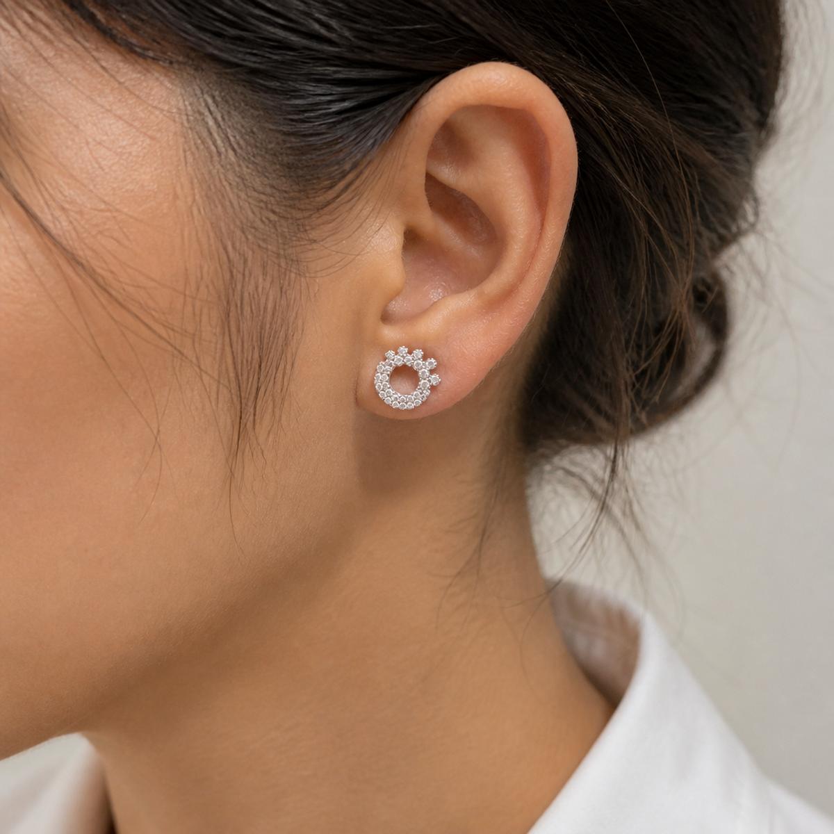 Silver Celeste Crescent Cluster Earrings product image 3