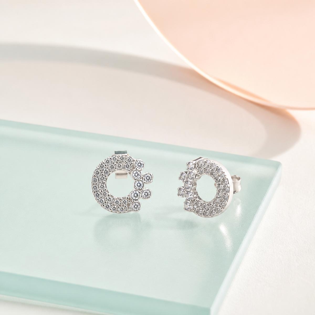 Silver Celeste Crescent Cluster Earrings product image 5