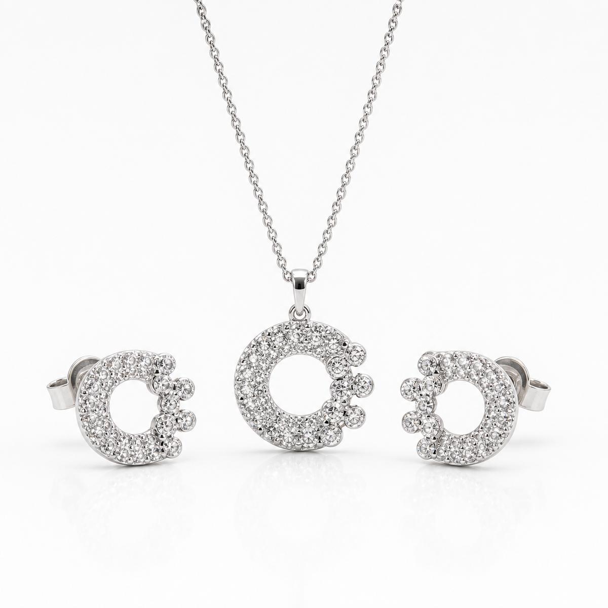 Silver Crescent Halo Jewellery Set product image 1