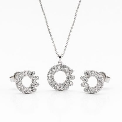 Silver Crescent Halo Jewellery Set product image 1