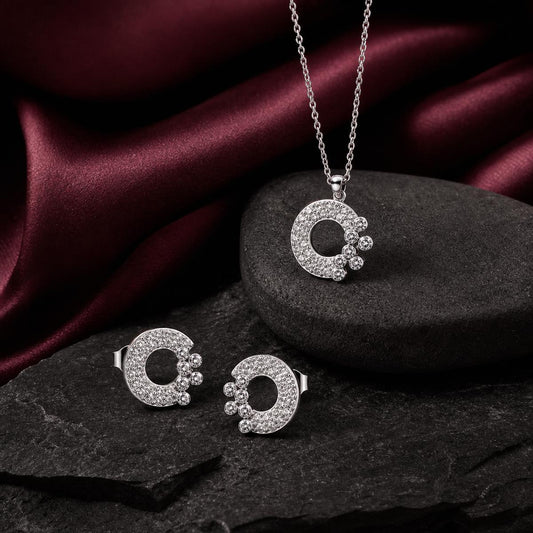 Silver Crescent Halo Jewellery Set product image 2