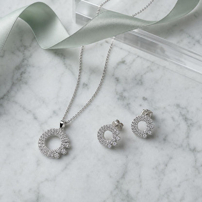 Silver Crescent Halo Jewellery Set product image 3