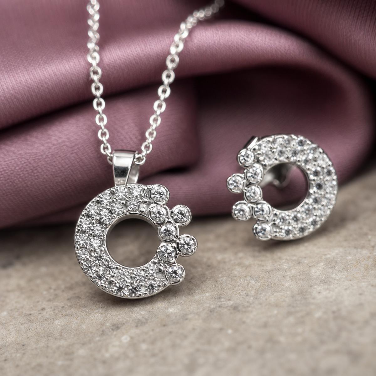 Silver Crescent Halo Jewellery Set product image 4