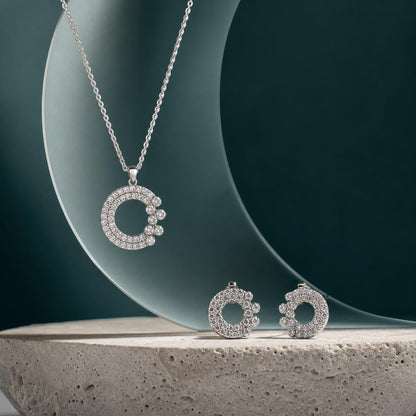 Silver Crescent Halo Jewellery Set product image 5