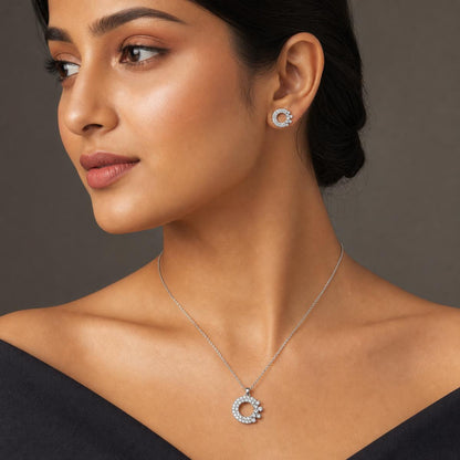 Silver Crescent Halo Jewellery Set product image 6