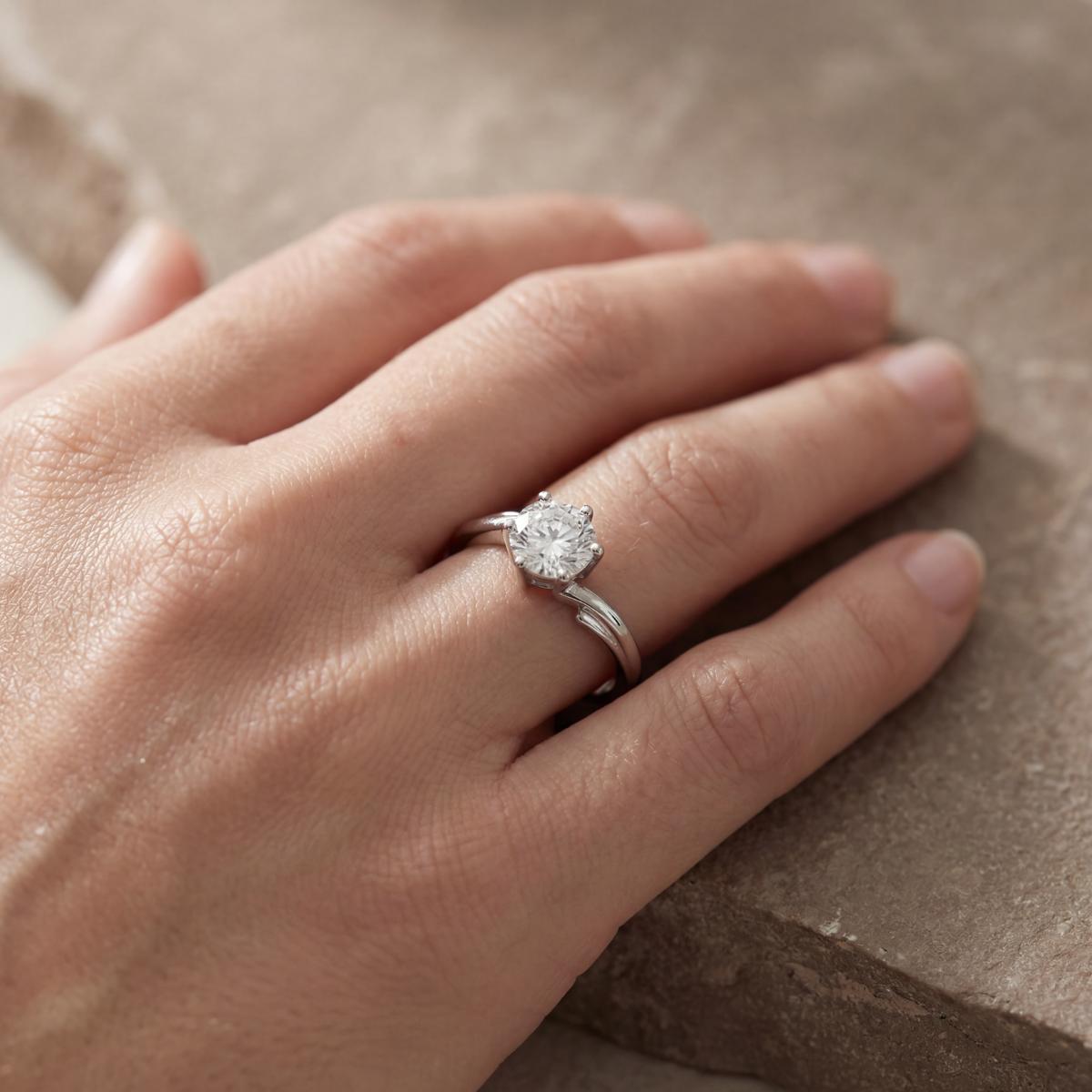 Silver Crown Solitaire Ring design detail