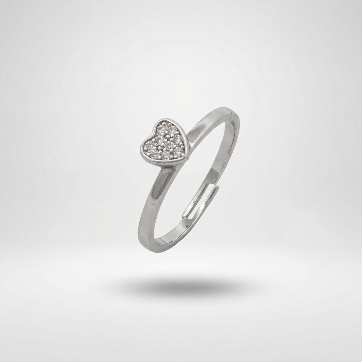 Silver Adjustable Crystal Heart Ring product image 1