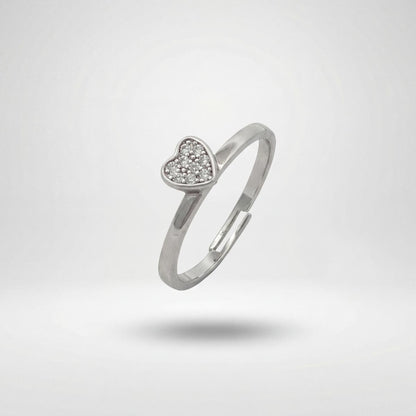 Silver Adjustable Crystal Heart Ring product image 1