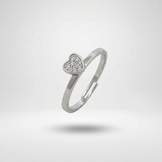 Silver Adjustable Crystal Heart Ring product image 1