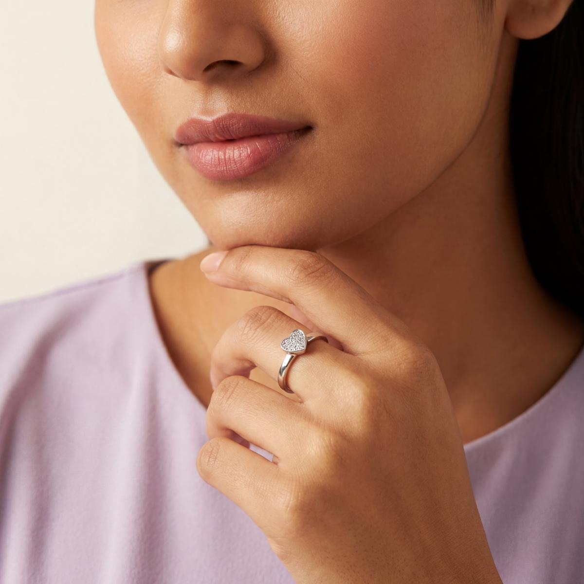 Silver Adjustable Crystal Heart Ring product image 5