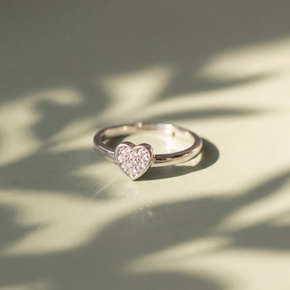 Silver Adjustable Crystal Heart Ring product image 2