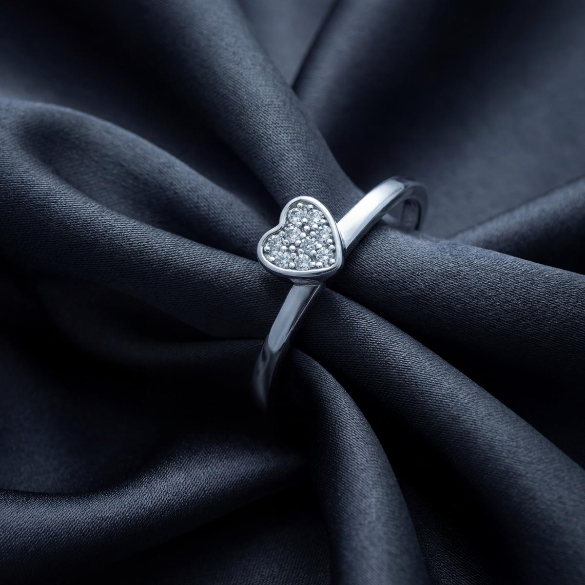 Silver Adjustable Crystal Heart Ring product image 3
