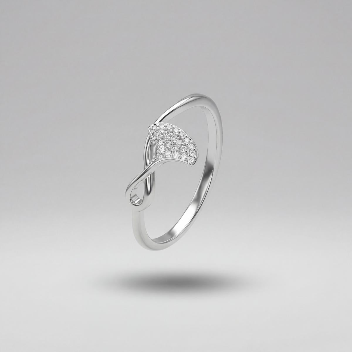 Silver Crystal Leaf Ring product image 1