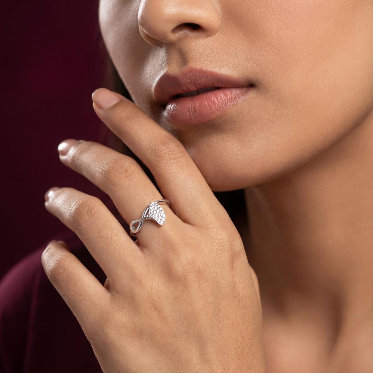 Silver Crystal Leaf Ring product image 6