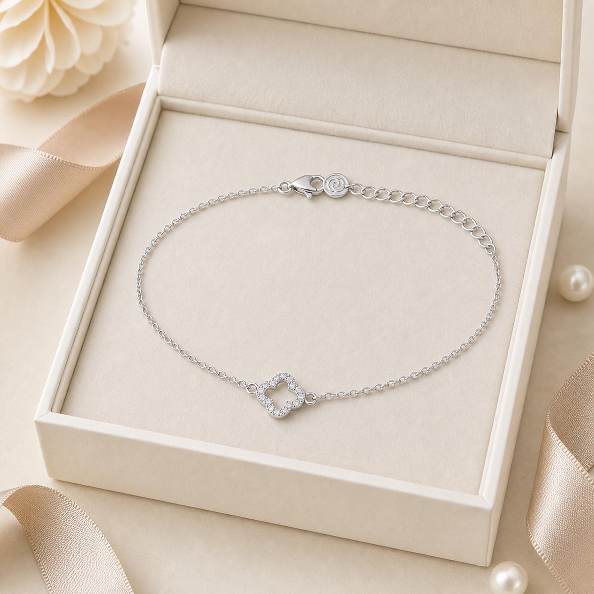 Silver Diamond Halo Anklet Ratniva jewellery packaging