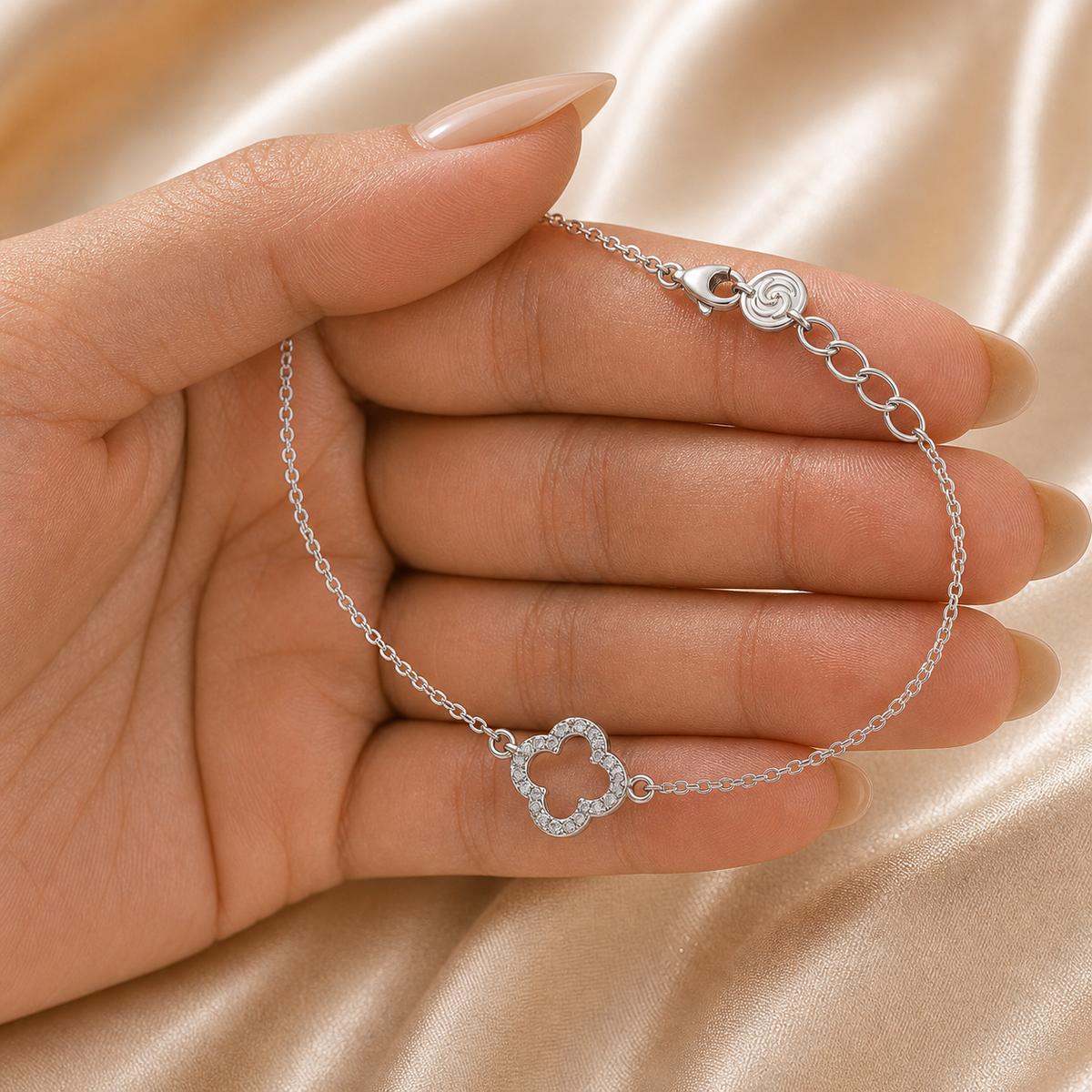 Silver Diamond Halo Anklet product image 10