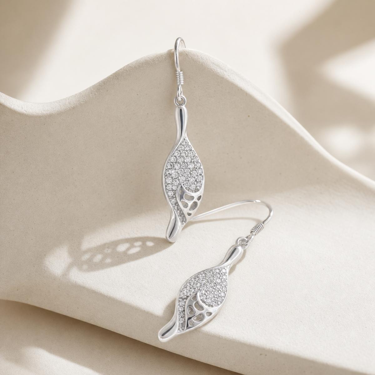 Silver Evara Filigree Leaf Earrings product image 4