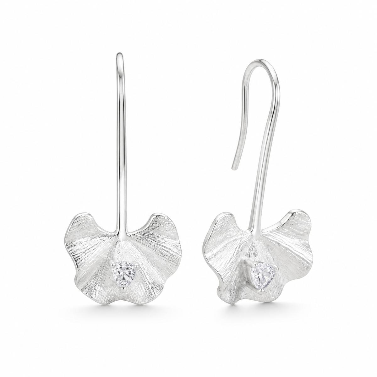 Silver Evara Flower Hook Earrings product image 1