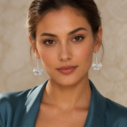 Silver Evara Flower Hook Earrings product image 4