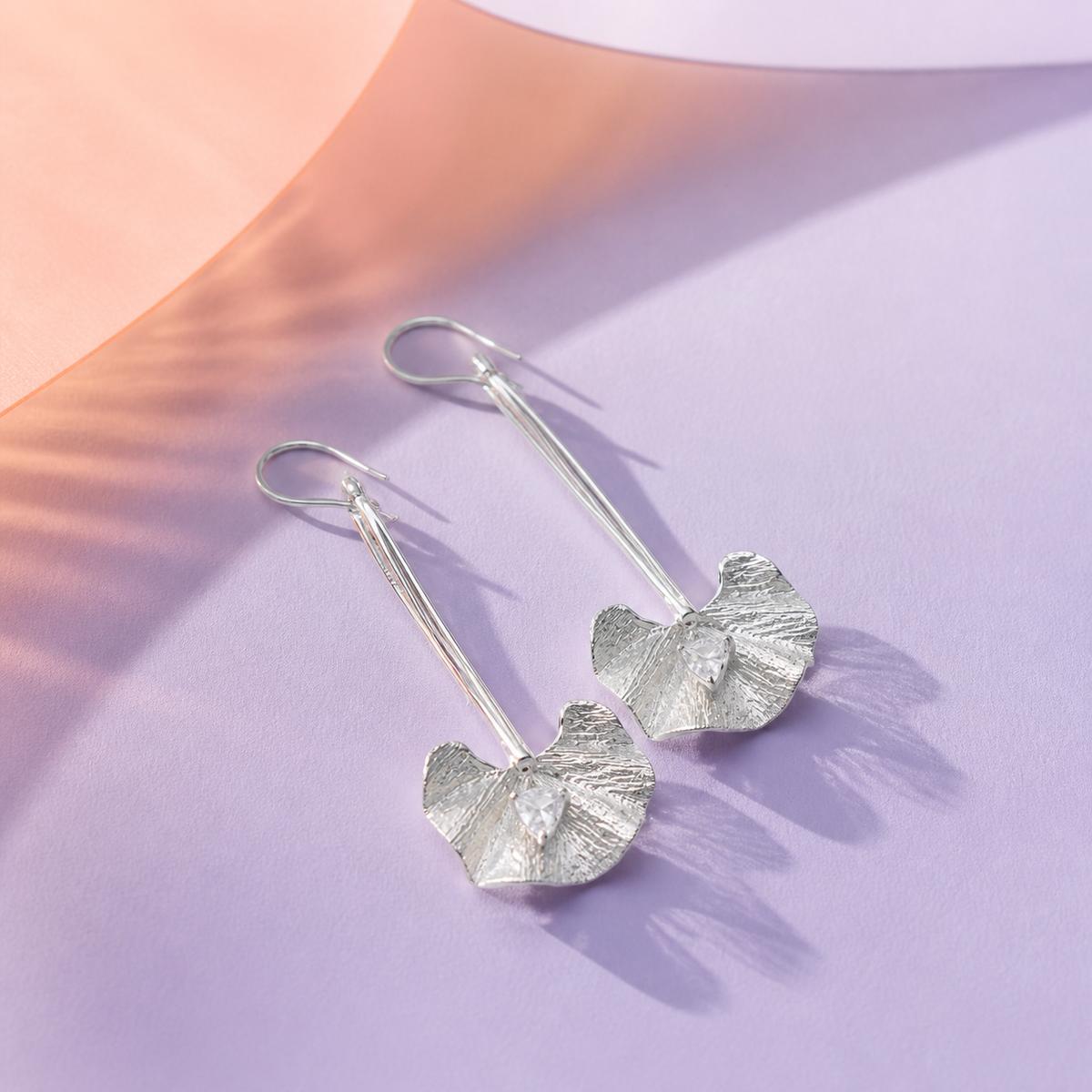 Silver Evara Flower Hook Earrings product image 5
