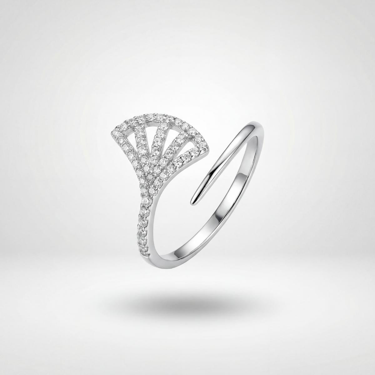 Silver Adjustable Fan Sparkle Ring product image 1