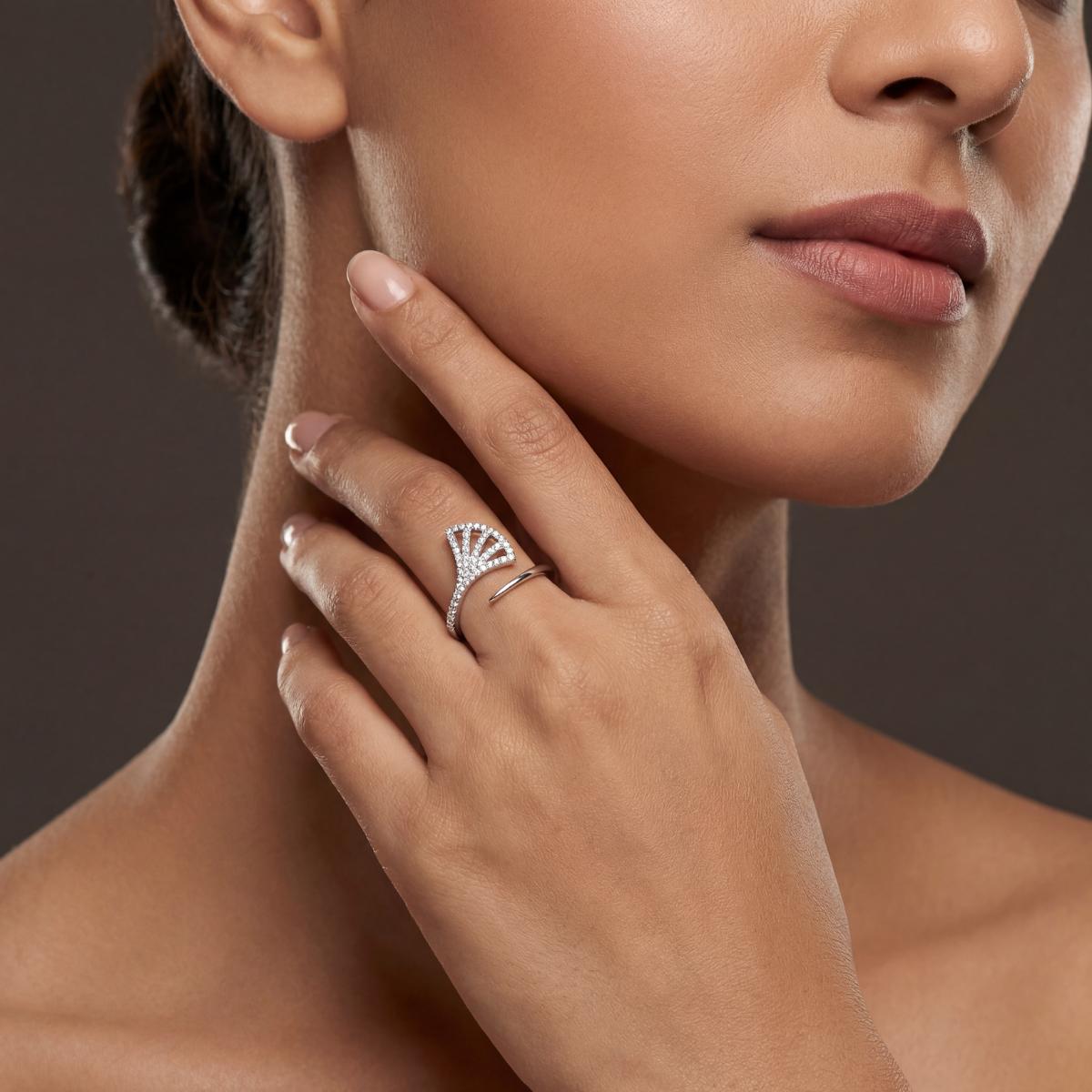 Silver Adjustable Fan Sparkle Ring product image 8