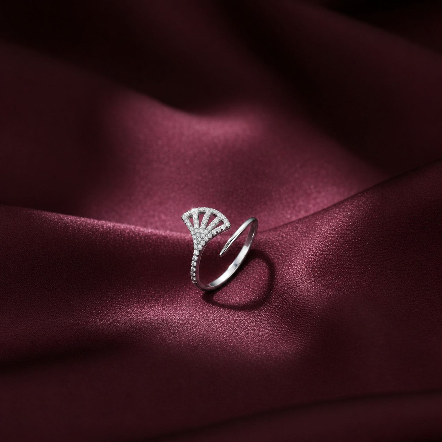 Silver Adjustable Fan Sparkle Ring product image 4