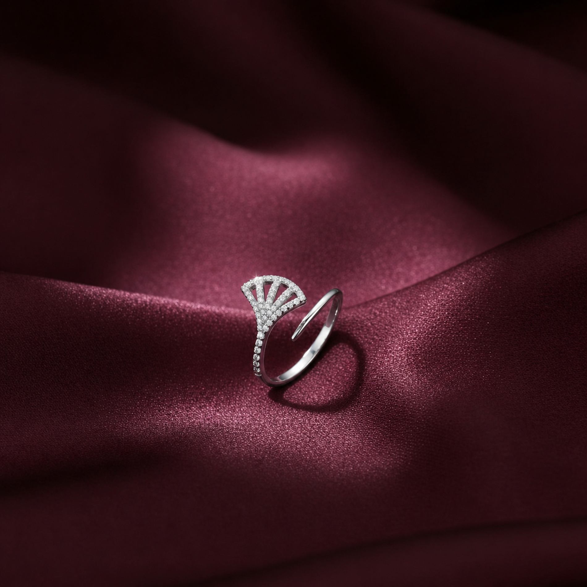 Silver Adjustable Fan Sparkle Ring product image 4
