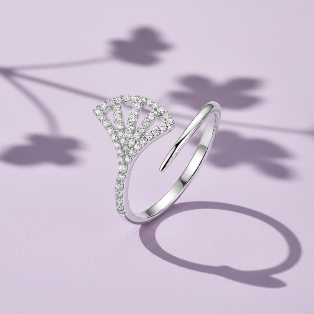 Silver Adjustable Fan Sparkle Ring product image 5
